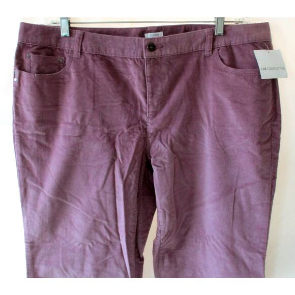 Liz Claiborne Women's Mid Rise Bootcut Stretch Mauve Corduroy Pants NWT Size 18 - Picture 2 of 10